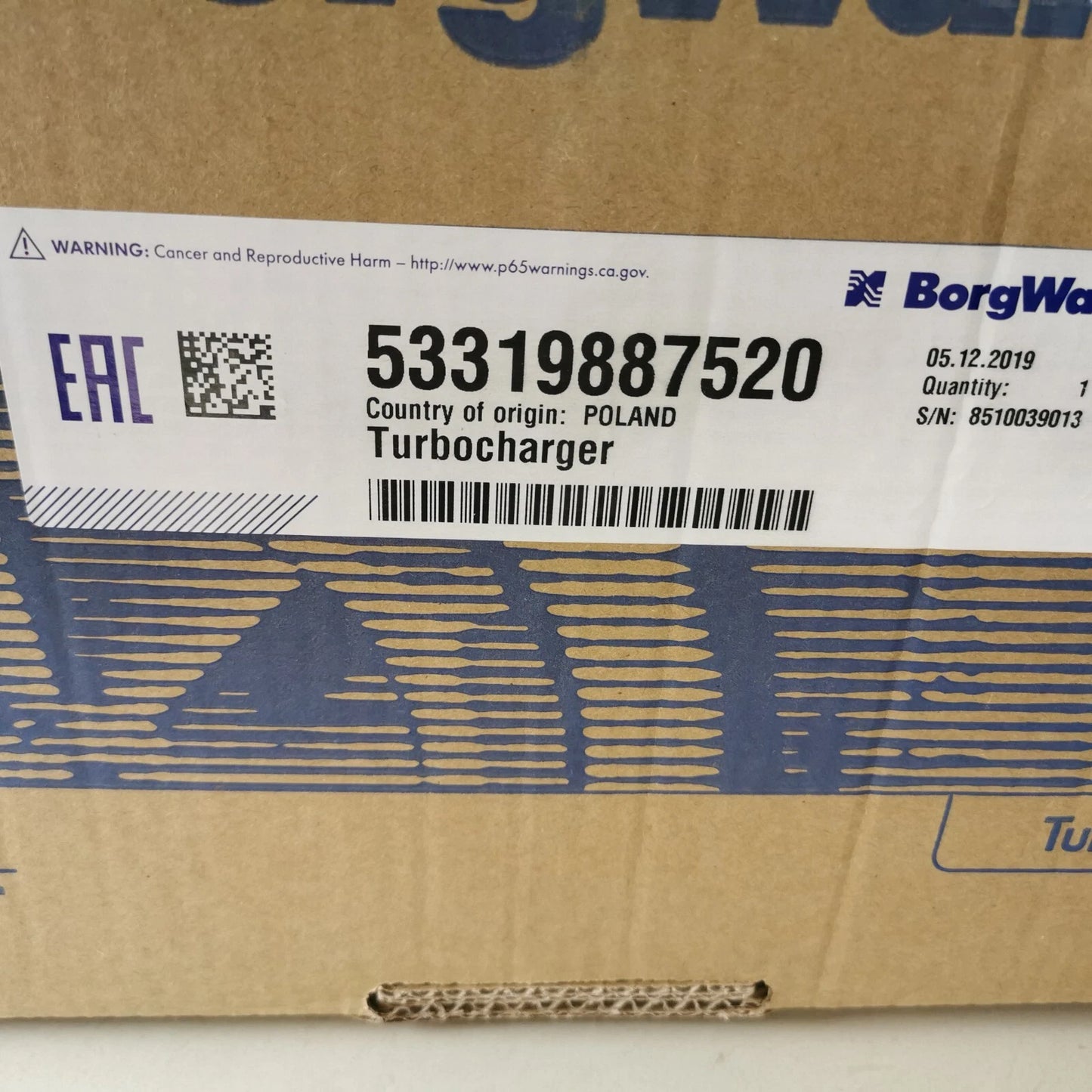 BorgWarner Turbocharger 53319707520 53319887520 For K31 Man Railway D2876LE124